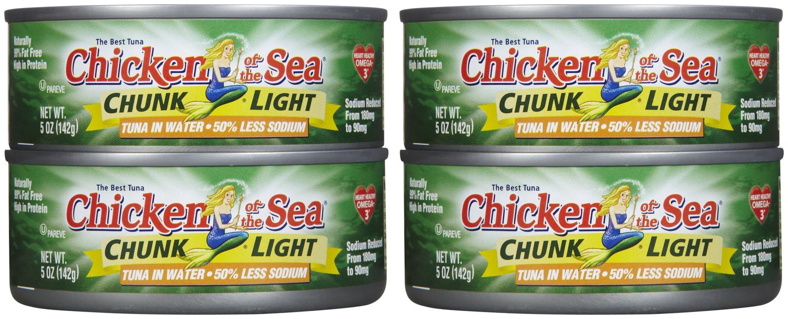 Chicken of the Sea Tuna Chunk Light in Water for Low Sodium Diets, Healthy Snacks, Picnics and BBQs, 5 oz x 4 pk